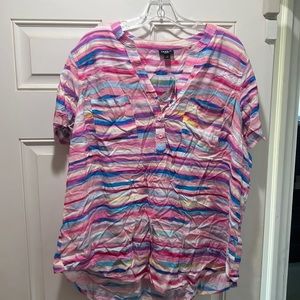 Torrid Harper Blouse Pink Stripe/Multi Plus 3